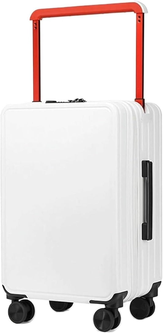 DRMEE Valigie Trolley Viaggio Interfaccia USB Valigie Trolley Bagagli Ruote Universali Lucchetto A Combinazione Doganale TSA Bagaglio (Color : White, Size : 20 in)