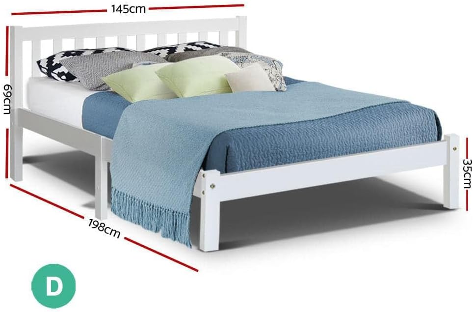 Artiss Double Bed Frame Platform Wooden Timber Frames Beds Base Bedroom Room Decor Home Furniture for Kids, Toddler and Adult with 6 Wood Legs, Modern Design