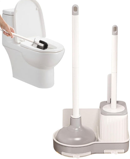 Toilet Brush and Plunger Set, Bathroom Toilet Brush with Holder, 50 x 25.5 x 1 5 cm Comfort Room Scrubber Combo for Bowl Cleaning, Essential Clean Tools at Home