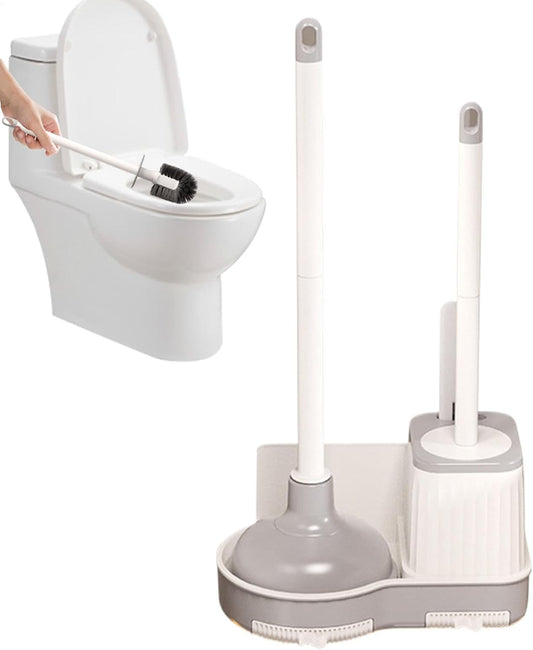Toilet Brush and Plunger Set, Bathroom Toilet Brush with Holder, 50 x 25.5 x 1 5 cm Comfort Room Scrubber Combo for Bowl Cleaning, Essential Clean Tools at Home