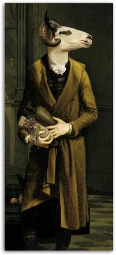 DAERG Nostalgia retrò Gentleman Lady Dipinti ad Olio Wall Art Poster Animali Stampe Pittura su Tela per Soggiorno Oggettistica per la casa, jy1292,20x45cm Senza Cornice
