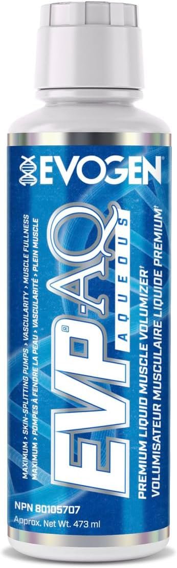 Evogen EVP AQ - Liquid Muscle Volumizer | Liquid Glycerol for Skin-Splitting Pumps, Muscle Fullness & Vascularity | Betaine Anhydrous, S7 NO Blend | Unflavored | 473 ml