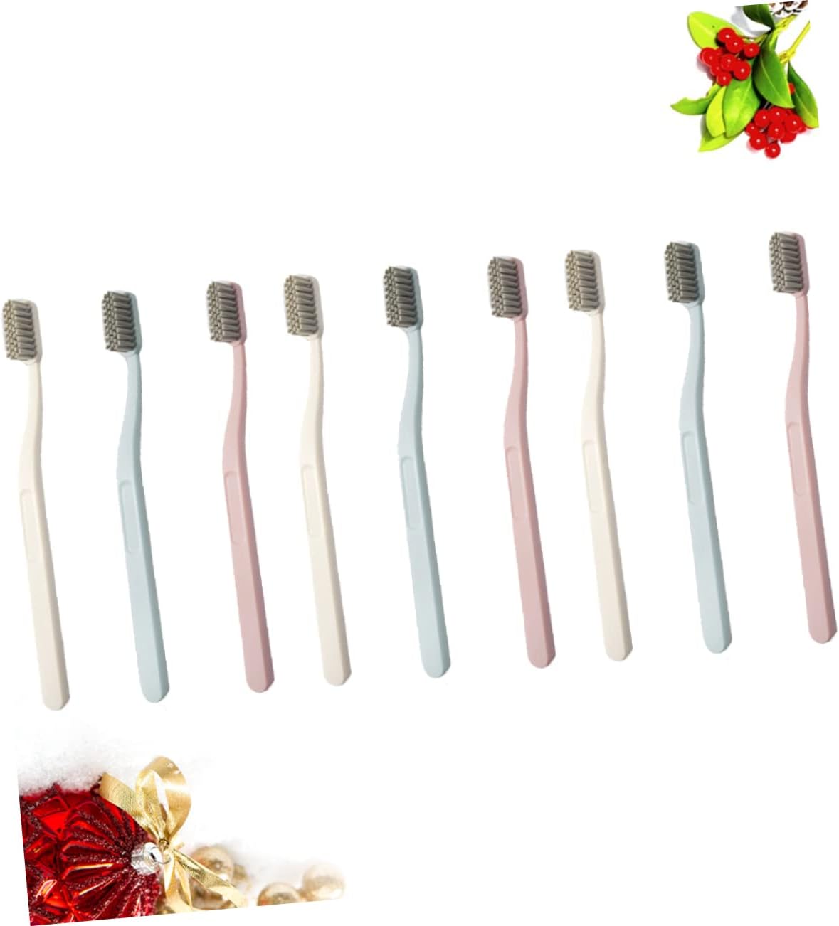 LALAFINA 3 Color Nylon Bristle Toothbrushes 9 Pcs Hard Hair Perfect for Adults Oral Health Care
