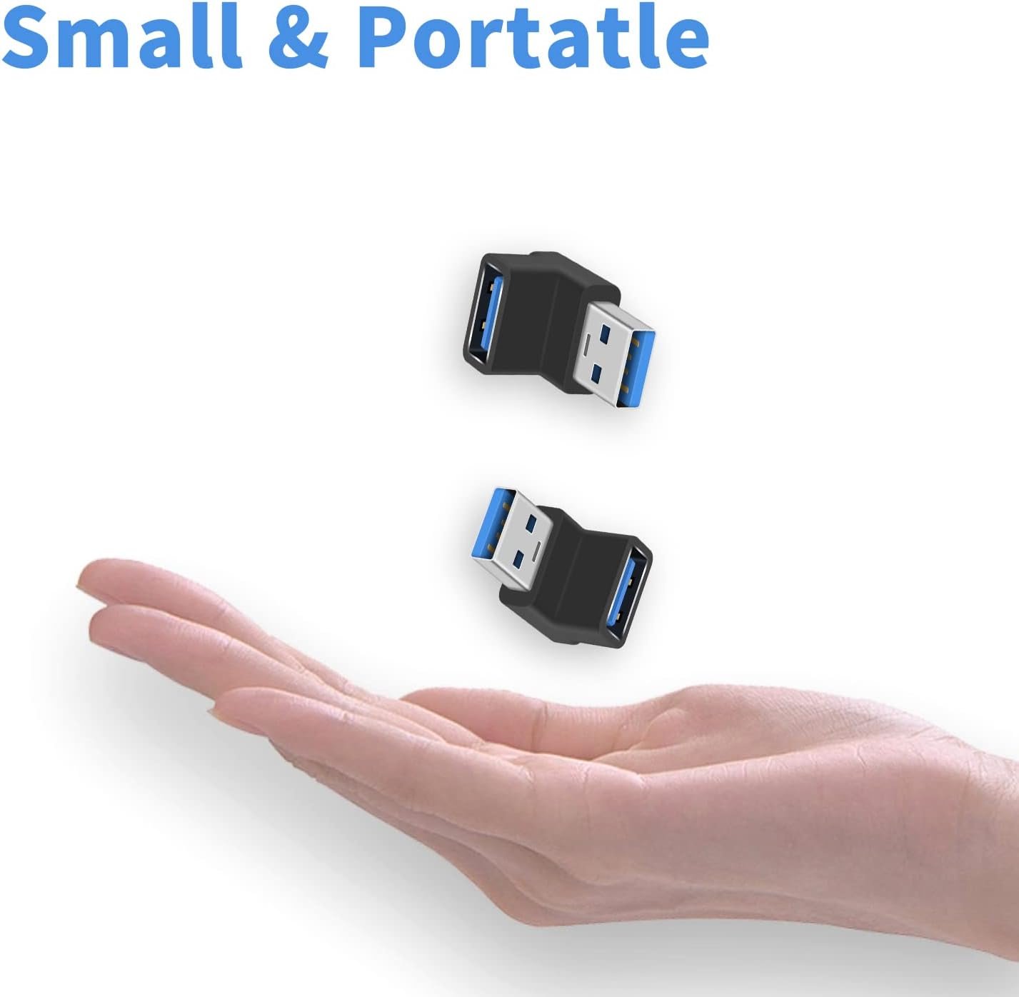 Poyiccot 90 Degree USB 3.0 Adapter, 10Gbps USB Extender Adapter, Type A Male to Female Cable Adapter, UP Angle Type A to A Adapter for Hard Drive, Keyboard, Laptop, 2Pack