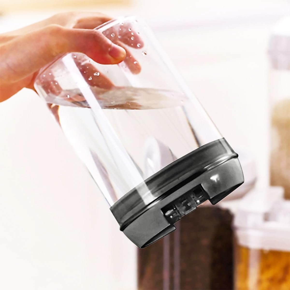 VivoGlow 7- Piece Food Storage Containers, Flip Lock Food Containers for Pantry Organization, Kitchen Storage & Organisation(Black)