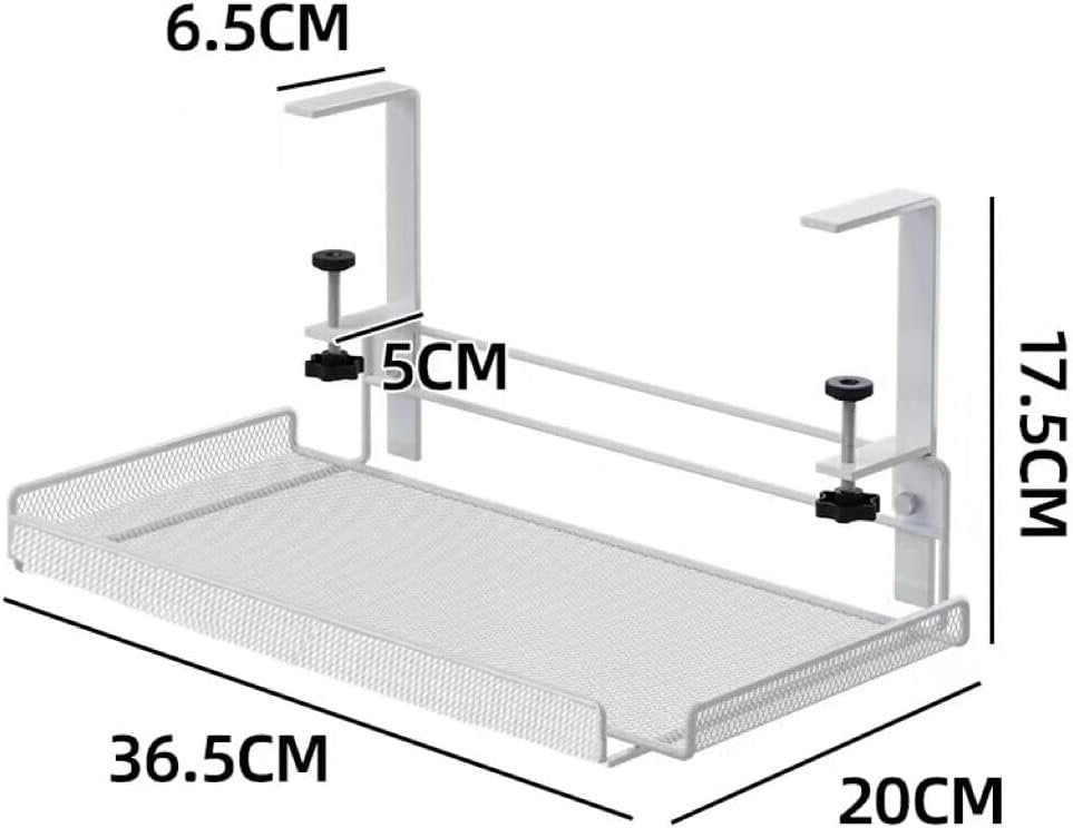 Under Desk Cable Management Tray No Drill, Under-Desk Cable Organiser for Cord Management, Ultra-Rugged Desktop Cable Rack with Clips, Standing Desktop Cable Manager (14.3 in. Tray) (White)