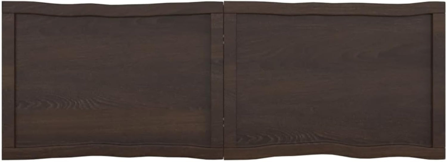 Solid Wood Tabletop, Dark Brown, 140 x 50 x (2-6) cm, Live Edge, Replacement for Coffee Table, Kitchen Dining Table, Desktop Surface, Rustic Home Decor