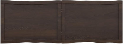 Solid Wood Tabletop, Dark Brown, 140 x 50 x (2-6) cm, Live Edge, Replacement for Coffee Table, Kitchen Dining Table, Desktop Surface, Rustic Home Decor