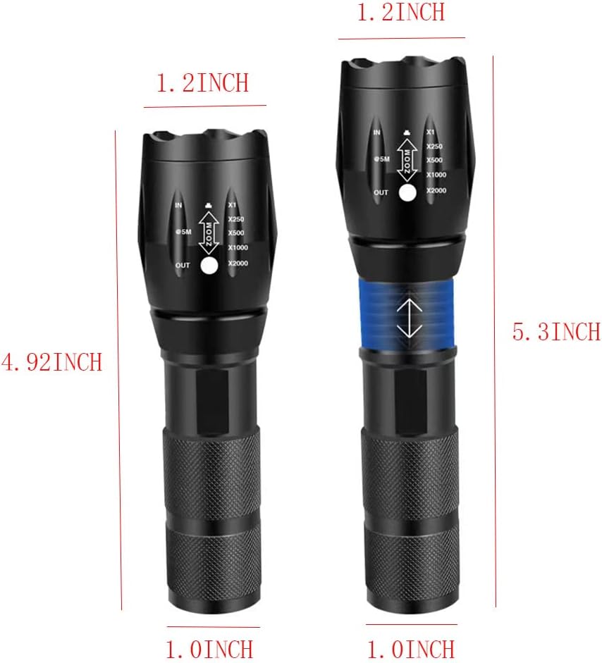 YZYOE Two-in-one Flashlight with White Light and Green Light，Green Flashlight Rechargeable， Outdoors Zoom Green Tactical Flashlight ，2 Modes.