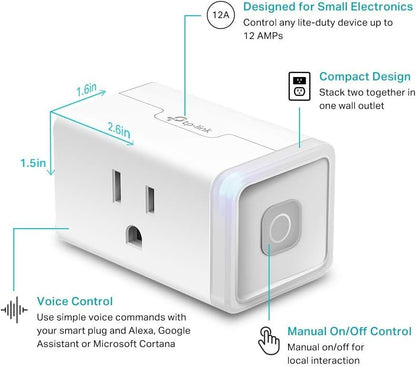Kasa Smart Plug Mini by TP-Link (HS103P4) - Smart Home WiFi Outlet Works with Alexa, Echo and Google Home, No Hub Required, Remote Control, 2.4GHz WiFi Required, 15 Amp, UL Certified, 4-Pack, White
