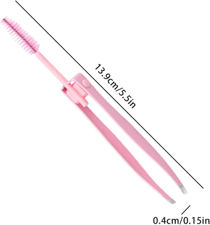 Eyebrow Plucker Tweezers, Hair Removal Tweezers, 2 in 1 Stainless Steel Eyebrow Trimming Tool with Brush, Reusable Hair Arrow Tool, False Eyelash Applicator, Care Tool for Men