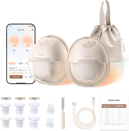 eufy Wearable Breast Pump S1, Hands-Free Electric Breast Pump with Heating Tech, App Control, Personalized Smart Rhythm, Hospital Grade Suction, Portable, Discreet, Leak-Proof & Ultra-Quiet
