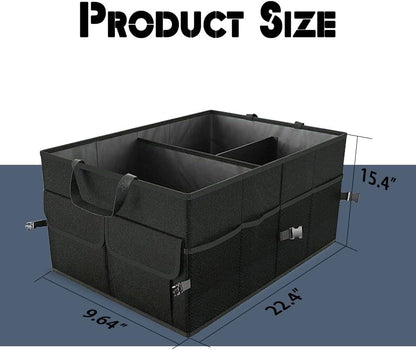 Mearo Trunk Organizer, Foldable & Waterproof Multi Compartment Car Storage, Black