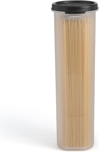 Tall Clear Spaghetti Pasta Container Storage With Lid. Multi-Purpose Kitchen Pantry Organization And Food Storage For Noodles Beans Straws - Airtight Leakproof Spaghetti Keeper BPA Free 37 oz.