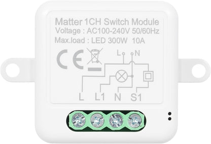 1CH Matter Mini Smart WiFi Switch Module DIY Smart Relay Switch Module 10A Switch for Smart Home Automation Compatible with Home Pod/Alexa/Google Assistant/
