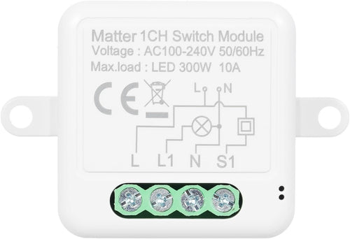 1CH Matter Mini Smart WiFi Switch Module DIY Smart Relay Switch Module 10A Switch for Smart Home Automation Compatible with Home Pod/Alexa/Google Assistant/