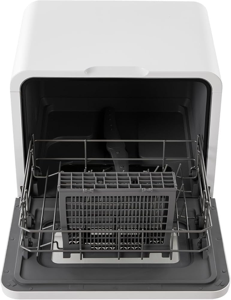 White Mini Portable Dishwasher: Compact Tabletop Smart Touch for Home, Apartment, and Office - Dishwashing, Drying, & Storage Solution