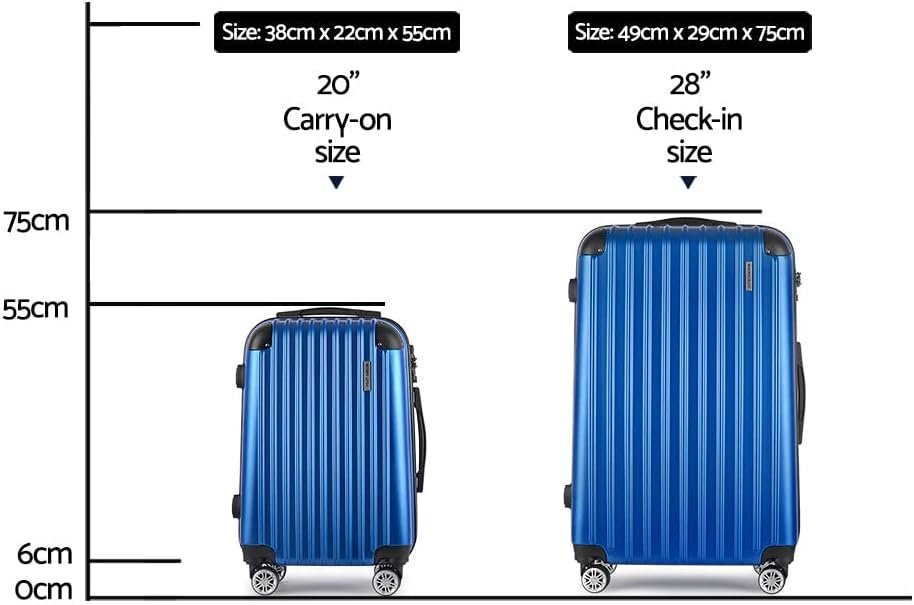 Wanderlite 2-Piece Hardside Luggage Set (20" & 28"), Blue ABS Spinner Suitcases with TSA Lock, 140L Total Capacity