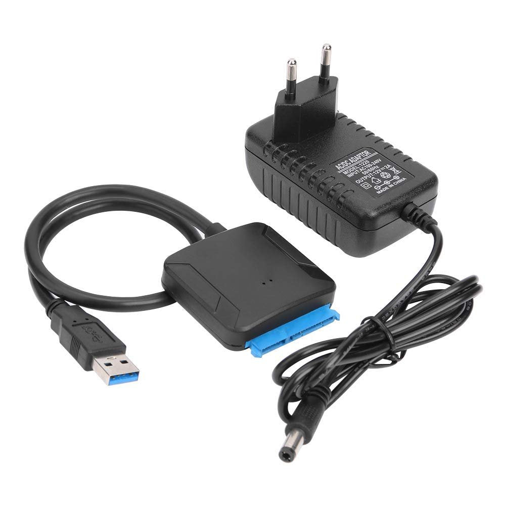 7xinbox USB 3.0 SATA III Hard Drive Adapter Cable SATA to USB 3.0 for 2.5/3.5" UASP SSD HDD Support with DC 12V Power Supply