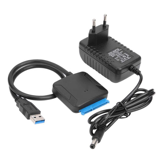 7xinbox USB 3.0 SATA III Hard Drive Adapter Cable SATA to USB 3.0 for 2.5/3.5" UASP SSD HDD Support with DC 12V Power Supply