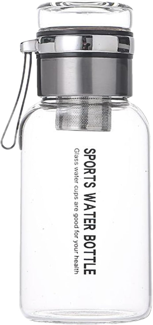 Sports Water Bottle Glass | Clear Glass Bottle Drinking Cups | Flask with Tea Strainer, Large Capacity Jug Storage Containers, Cup for Juice Milk Tea Coffee