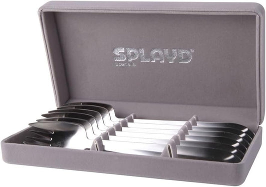 Splayd Luxury Utensils Satin 86-Piece Box Set - Silver | Felt-Lined Gift Case Ready for Gifting | Made from 18/8 Stainless Steel with a Finger-Proof Satin Finish | 7 Inches Long | Dishwasher-Safe