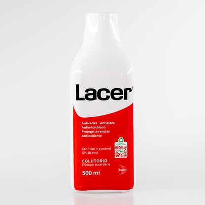 LACER - Mouthwash Pack of 2 x 500 ml, Oral Rinse, Daily Use, Alcohol Free, Healthy and Protected Mouth, Prevents Caries and Dental Plaque, Deep Cleanses