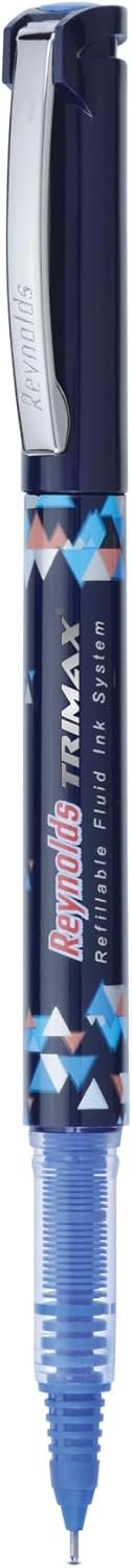 Reynolds TRIMAX BLUE - 5 COUNT | Roller Ball Point Pen set With Comfortable Grip | Pens For Writing | School and Office Stationery | 0.5mm Tip