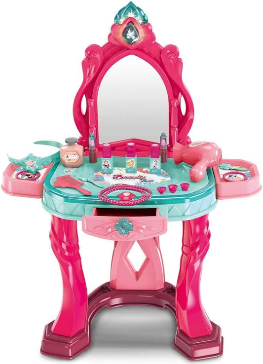 BAKAJI Toy Mirror for Girls with Single Door Door Mirror Set Beauty Make Up Mobile and Realistic Accessories Play with Lights and Sound with Drawer Safe Storage Sturdy