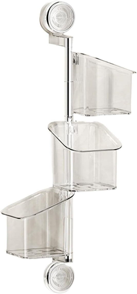 ccuzs Suction Cup Storage Holder Shower Shelf Organizer Rotating Container with Drainage No-Drill Wall Mounted Holder for Bathroom Toiletries Sponge Brush Garlic Onion Storage