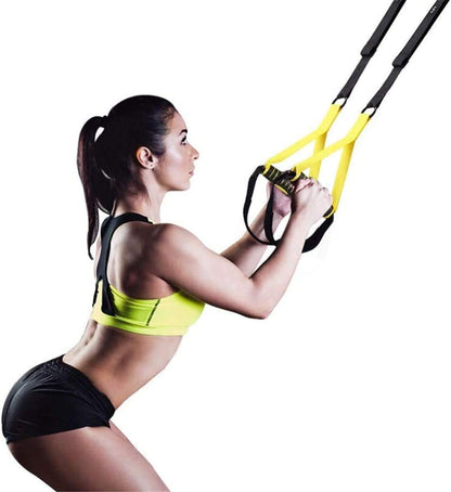 Suspension Trainer Fitness Straps Kit - Bodyweight Resistance Training Bands with Handles for Home Functional Gym Full-Body Exercise Equipment Outdoor Portable Travel Workout Set with Storage Bag