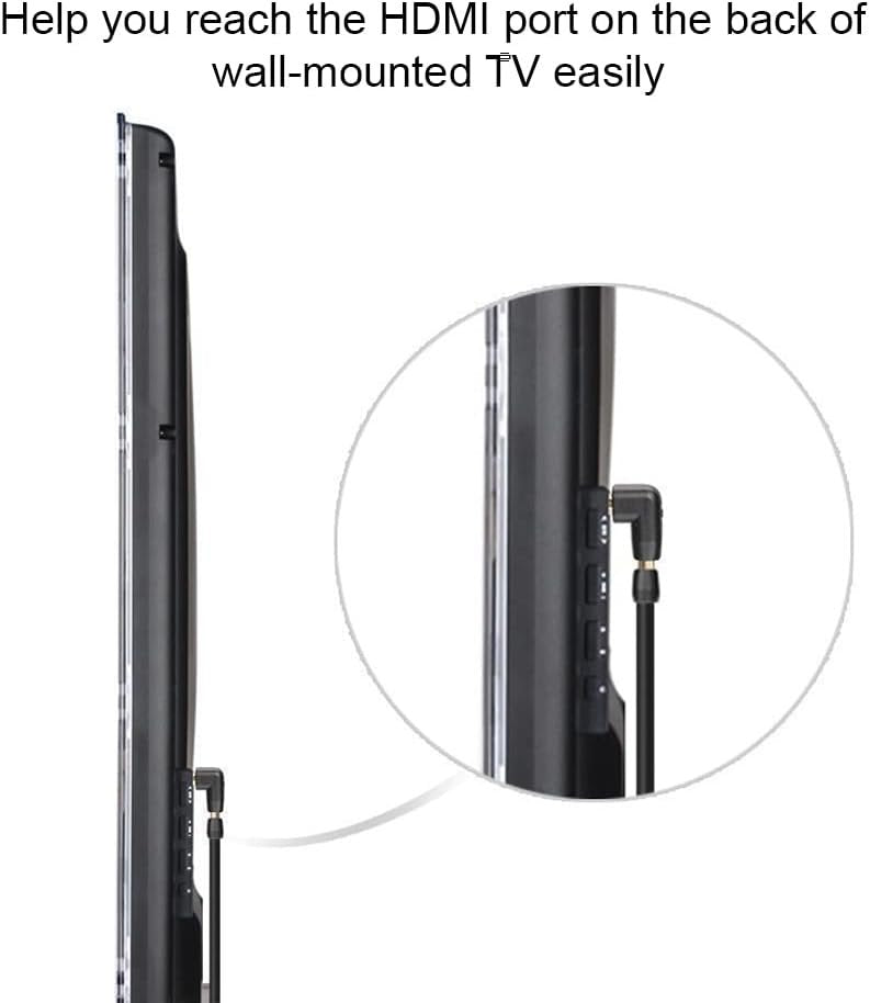 VCE HDMI 90 and 270 Degree Adapter, Right Angle HDMI 2.0 Connector Male to Female for 4K@60Hz & 3D, Wall Mounted TV/Roku Stick/Monitor