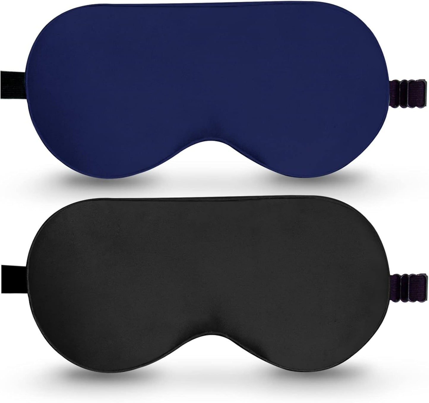 Silk Sleep Mask, 2 Pack 100% Real Natural Pure Silk Eye Mask with Adjustable Strap, Eye Sleeping Mask, BeeVines Eye Sleep Shade Cover for Summer Travel Reduces Puffy Eyes (Black & Blue)