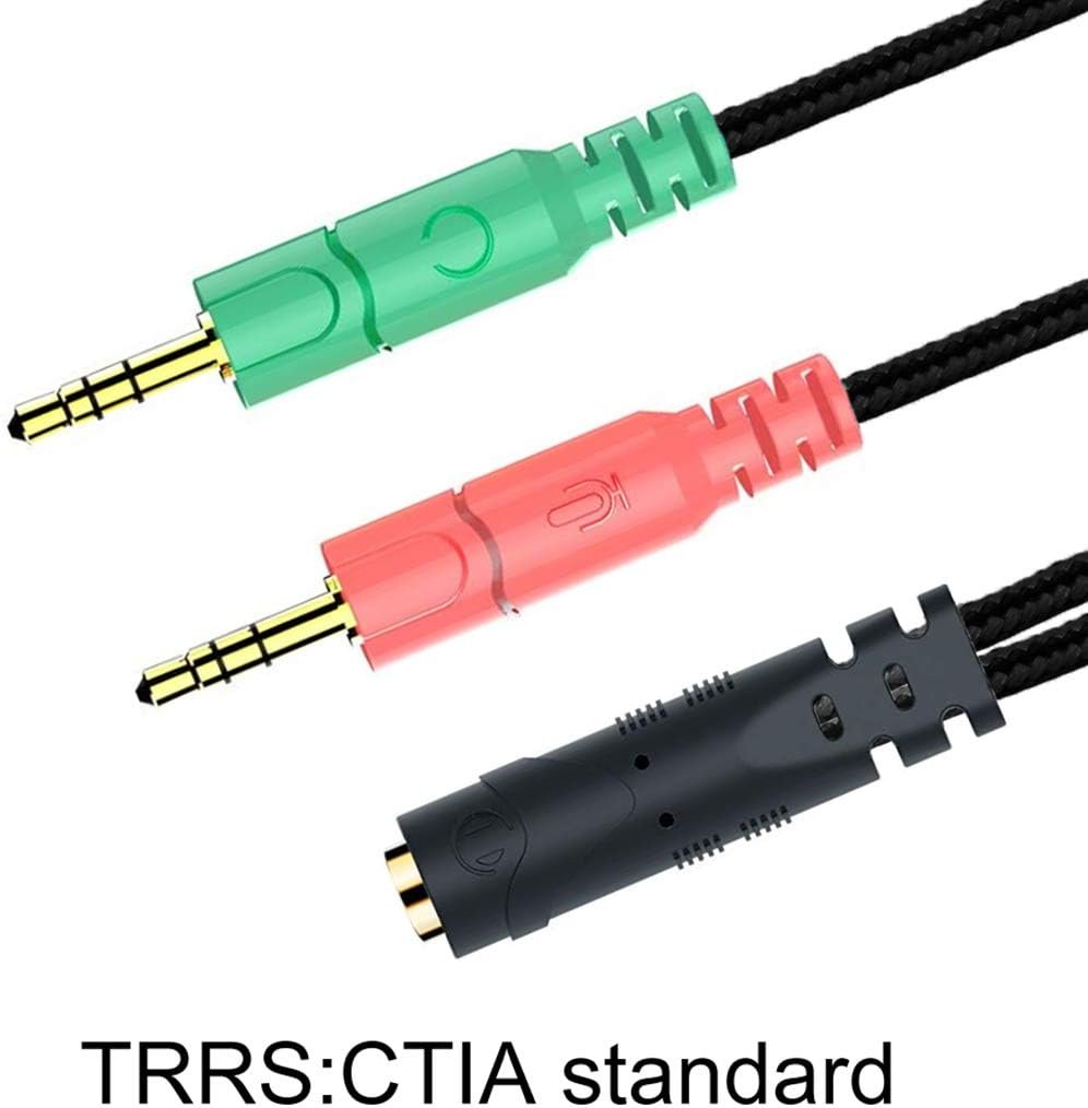 ENVEL Headset Splitter Cable for PC 3.5mm Jack Headphones Adapter Convertors for PC 3.5mm Female with Headphone/Microphone Transform to 2 Dual 3.5mm Male for Computer Simultaneously Y Splitter Audio