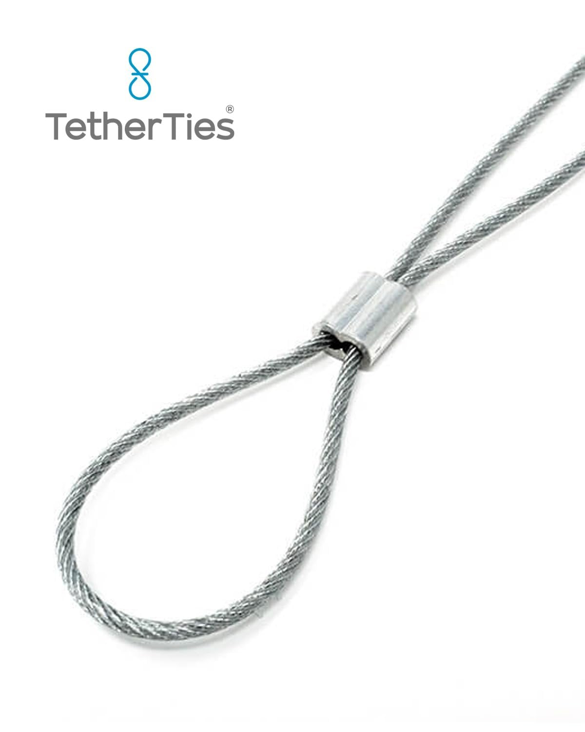 Patented Pre-Assembled Adapter Ties - Anti-Theft Cable Locks for Tools, Dongles, Tethers, Computer adapters. Steel Cable, Security Lock, Easy Installation with Free Crimping Tool