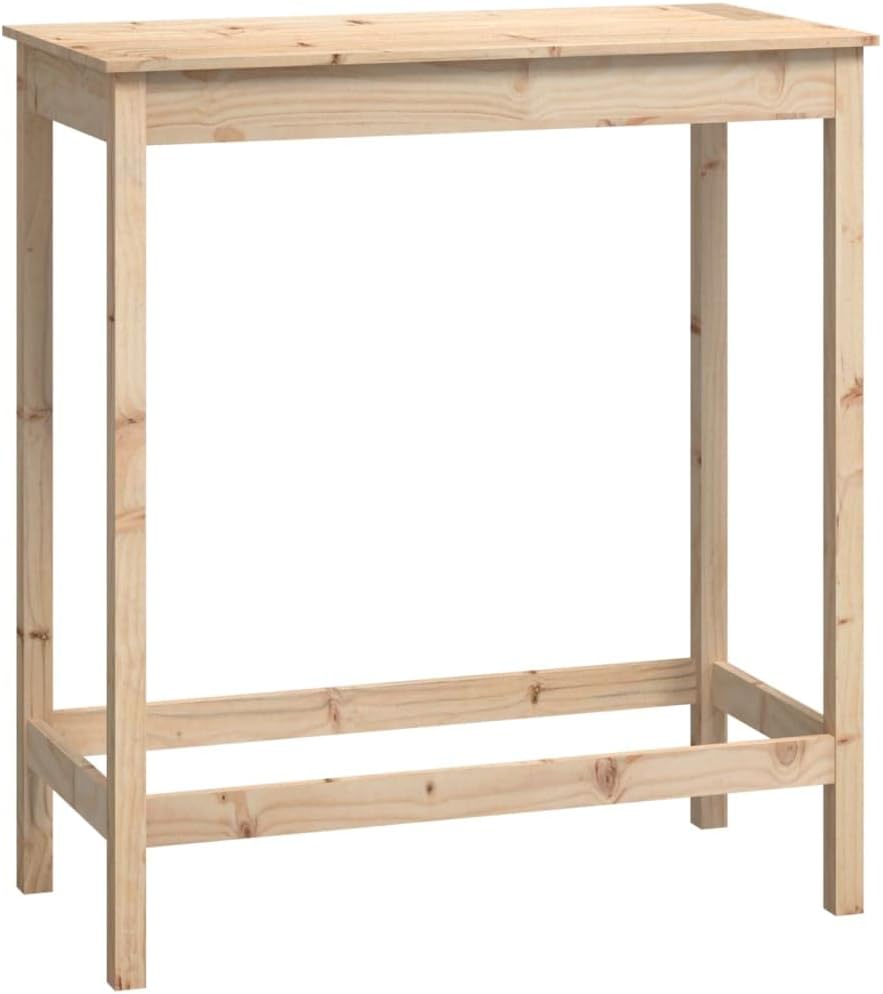 vidaXL Solid Wood Pine Bar Table - Scandinavian Style, Rectangular Shape, Brown Natural Color, Perfect for Living Room, Dining Room and Kitchen