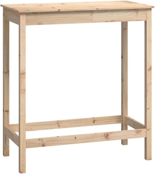 vidaXL Solid Wood Pine Bar Table - Scandinavian Style, Rectangular Shape, Brown Natural Color, Perfect for Living Room, Dining Room and Kitchen