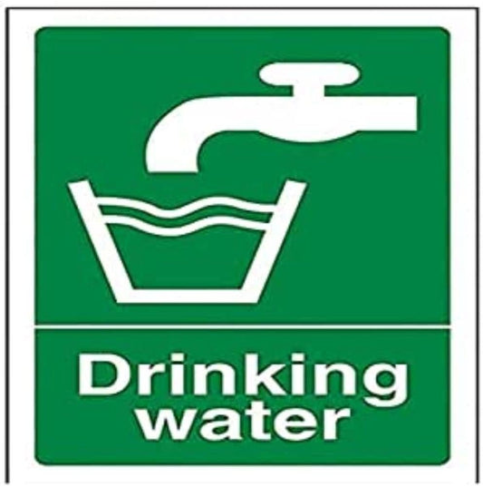 vsafety 23001 AG-S "Drinking Water General Safety Conditions, Self Adhesive, Sign, Vertical, 100 mm x 150 mm, Green