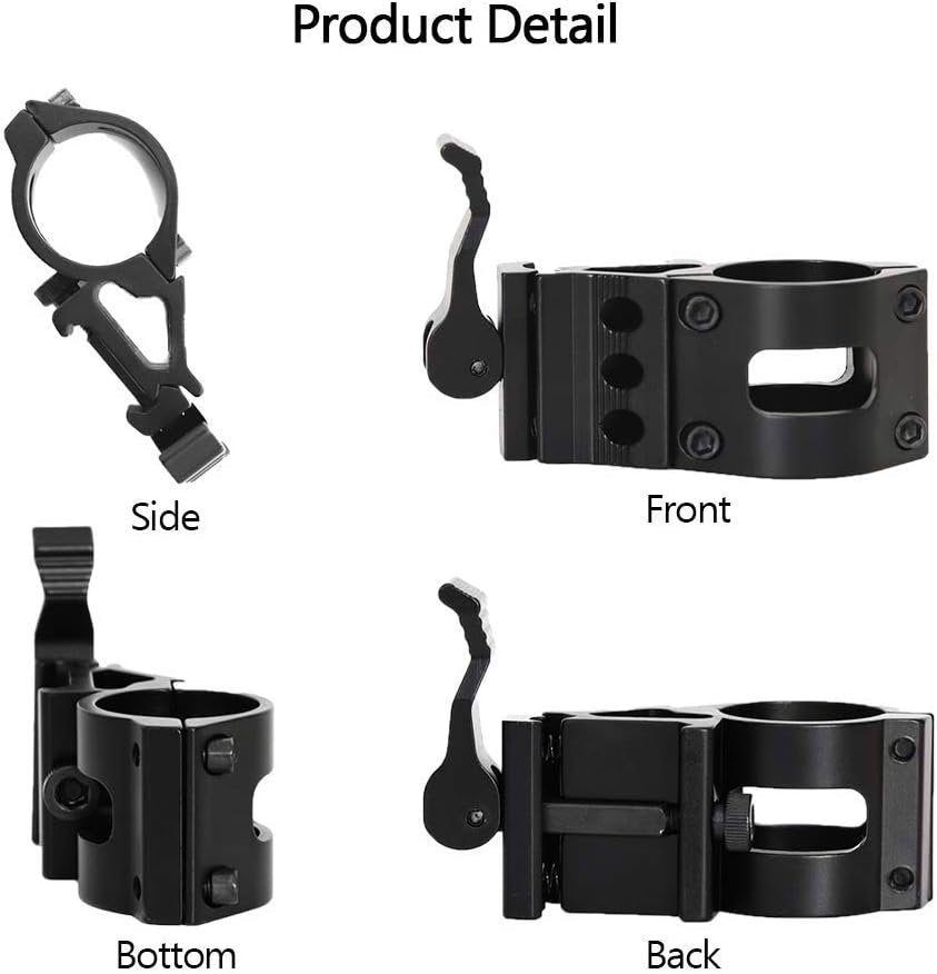 Offset Ring Flashlight Holder Suit for 1.18” and 1” Tactical Flashlights Mount (1 PCS)