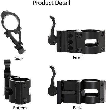 Offset Ring Flashlight Holder Suit for 1.18” and 1” Tactical Flashlights Mount (1 PCS)