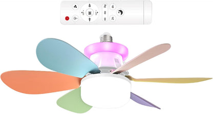 Generico Smart Ceiling Fans with Lights, Mute Rgb Dimmable Led Ceiling Light Fixture, 52x18.5cm, 3-Speed E27 Screw Mouth, Removable Lamp Design, for Kids' Room and Home Lighting