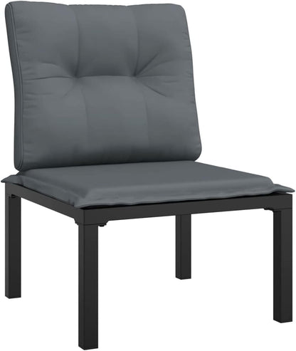 Homgoday Set Salotto da Giardino 6 pz in Polyrattan Nero e Grigio, Salotto da Giardino Salottino, Lettini Prendisole, Divano Letto Mobili, Lettini da Giardino per Esterno