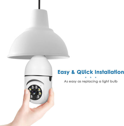 UPULTRA Light Bulb Security Camera Outdoor 2packs HD Wireless 5GHz/2.4GHz WiFi Home IP Cameras E27 360 Degree Panoramic,Motion Detection and Alarm,Two-Way Audio,Night Vision