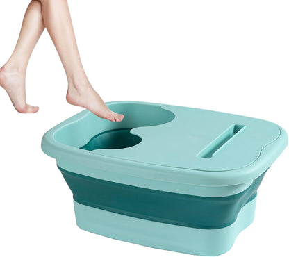 Vasca da bagno pieghevole con rulli massaggianti, vasca da bagno per piedi, con attrezzi per spa, secchio portatile per atleti, viaggi, campeggio, pedicure, casa, spa