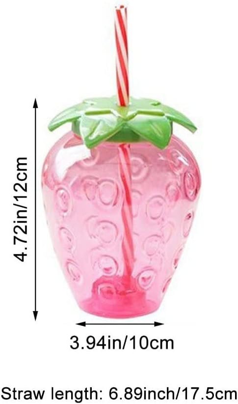 Kawaii Water Bottle with Straw 17 Oz Cute Strawberry Shaped Water Bottle Drinking Cups Bottle for Girls Women