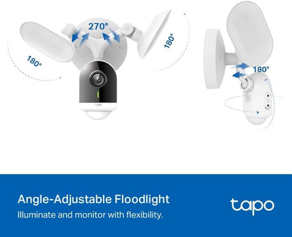 TP-Link Tapo Floodlight Outdoor Security WiFi Camera, Wireless, 2800lm Ultra-Bright, 2K QHD, IP65, 270Â° Motion, Full-Colour Night Vision, Smart AI Detection (Tapo C720)