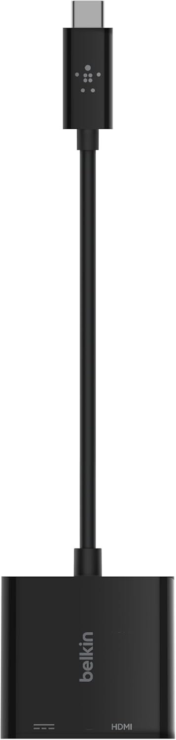 Belkin AVC002btBK USB-C to HDMI Adapter + Charge (Supports 4K UHD Video, Passthrough Power up to 60W for Connected Devices) MacBook Pro HDMI Adapter