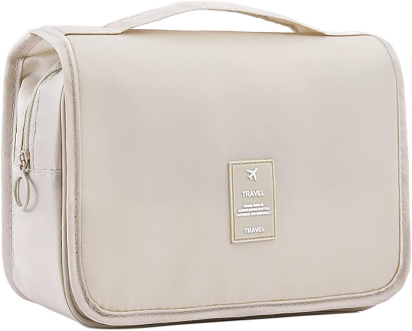 Makeup Bag Organizer Hanging Travel Toiletry Bag for Women, Water-Resistant Cosmetic Bag for Girls, Travel Make Up Bag for Accessories Toiletries, Beige, Travel Toiletry Bag
