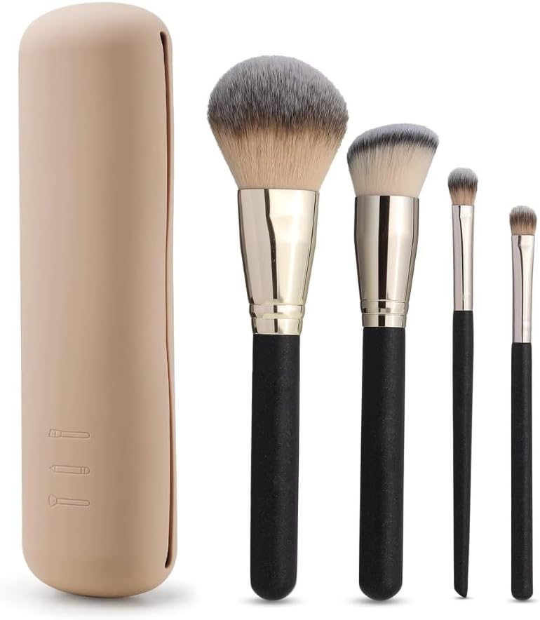 Makeup Brush Case | Brush Holder with Double Magnetic Closure | Make Up Brush Holder for Travel | Makeup Organizer | Silicone Brush Case 20 cm | Colour, pink, Makeup Brush Holder