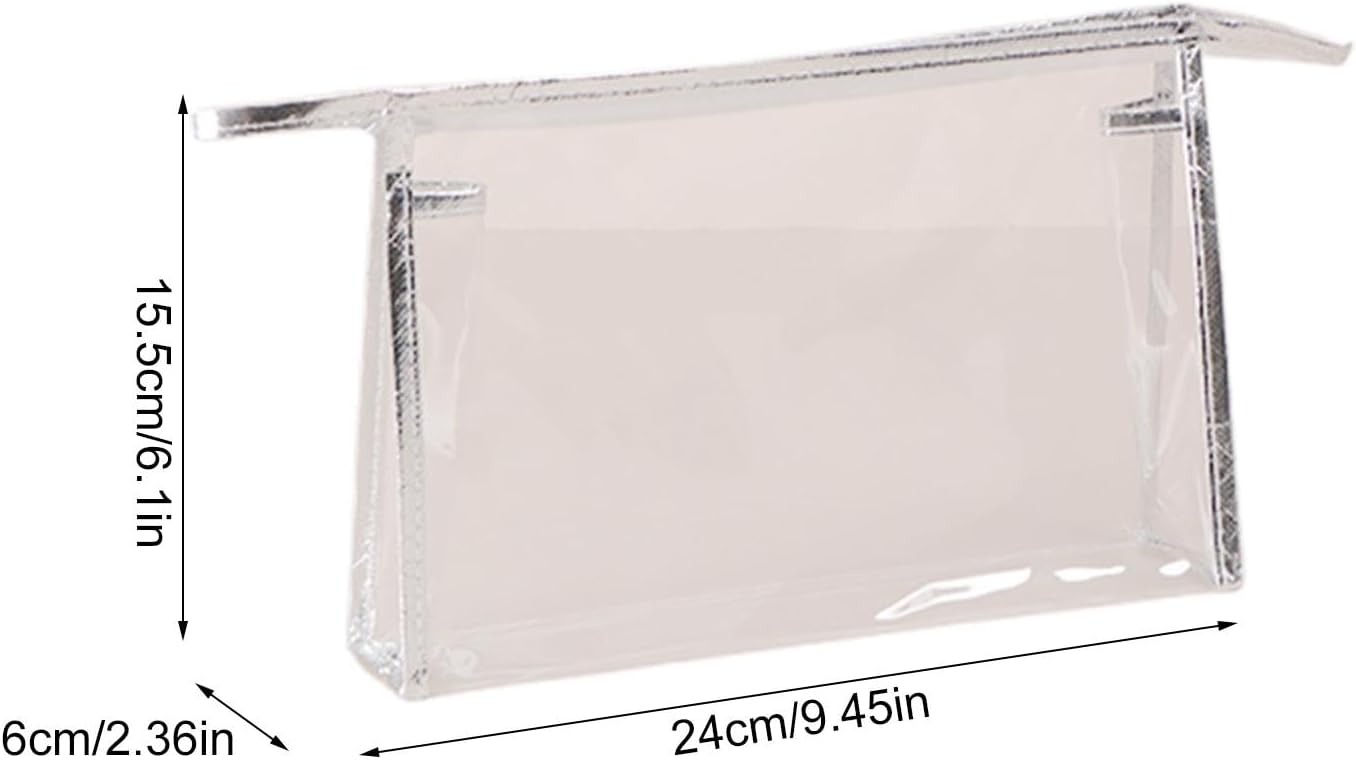 Toiletry Bag - Cosmetic Bag | Clear Makeup Bag | Waterproof Makeup Bag, Storage Bag Zipper Cosmetic Bags, Travel Makeup Bag, Make Up Organizer, Waterproof Cosmetic Case, Travel Accessories, silver,